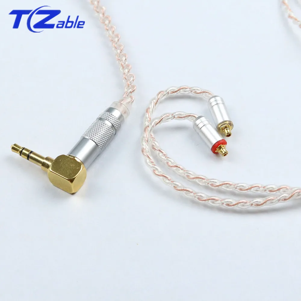 For MMCX Earphone Upgrade Wire 90 Degree Stereo 3 5MM Jack Adaptor HiFi Audio Connector Cable Diy Headphones Cables