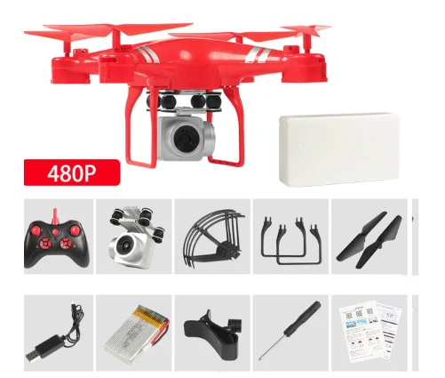480P Red Дрон 4k камера HD Wifi Трансмиссия fpv Дрон с воздушным давлением фиксированная высота четырехосный Самолет rc вертолет с камерой - Цвет: 480P Red