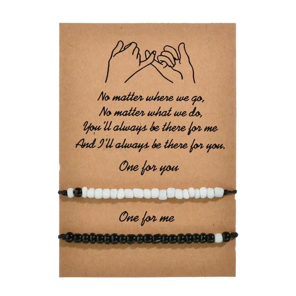 Bracelet Jewelry 2Pcs/Set Tiny Heart Charm Bracelets for Couple Red Black String Braiding Rope Bracelet for Men Women Wish Card handmade