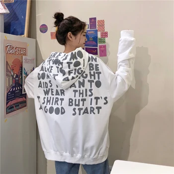 

plus size streetwear sudaderas mujer 2019 oversized women clothes hoodies sweatshirt letters printed long fleeces female A5624