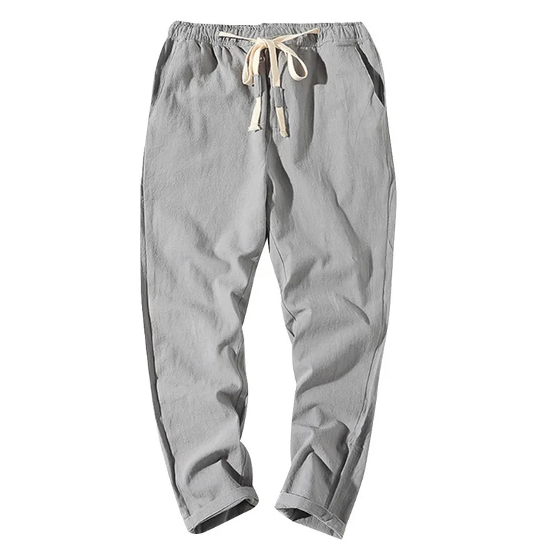 light gray Мужские шаровары больших размеров 5XL, удобные мужские штаны-шаровары, красивые мужские штаны-джоггеры, мужские брюки на шнурке, штаны в китайском стиле в стиле Харадзюку - Цвет: light gray