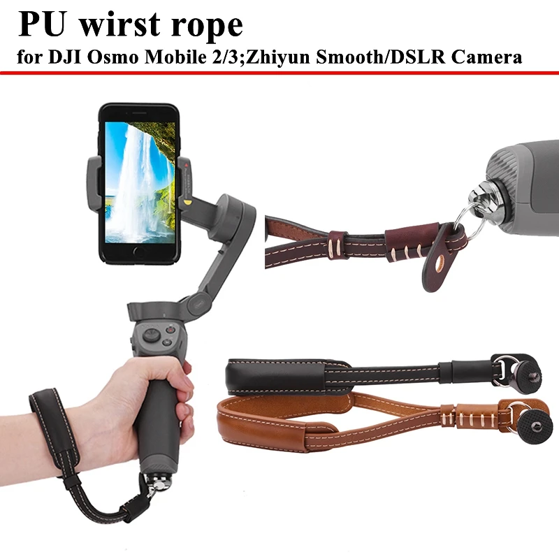 

PU Leather Lanyard Rope Wrist Strap For DJI Osmo Mobile 3 2 Zhiyun Smooth Handheld Gimbal With 1/4 Screw For DSLR Camera Holder