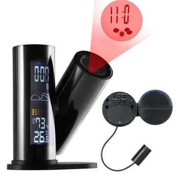 

WT 514 black lacquer Quartz alarm clock with projection alarm clock Technoline Colored backlight alarm Thermometer Hygrometer