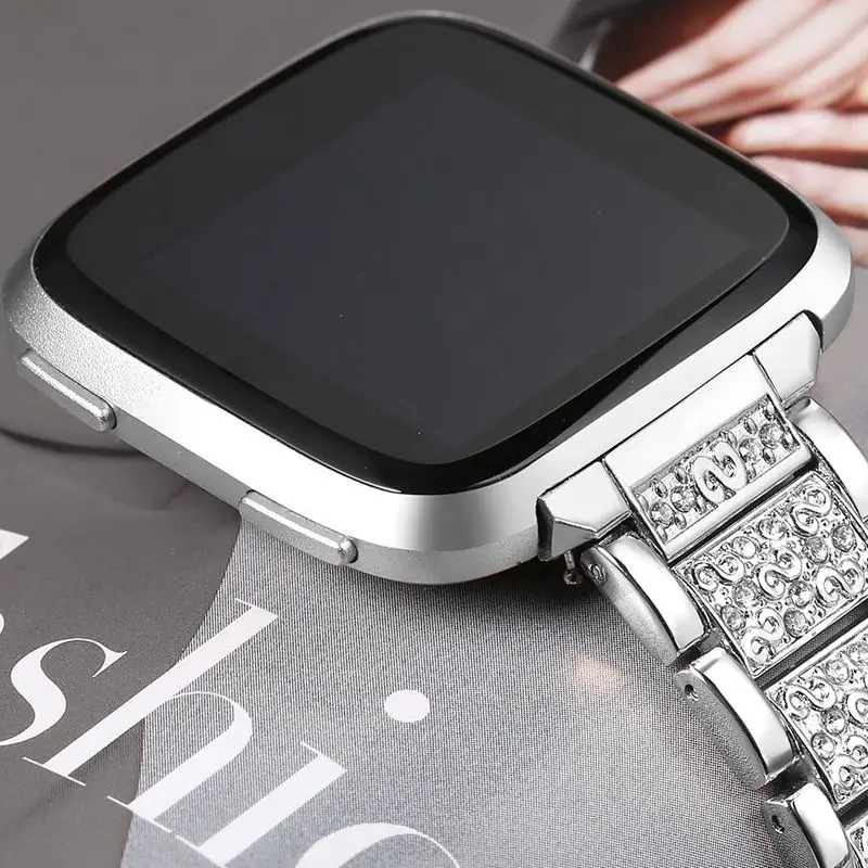 Побрякушки для Fitbit Versa, сменный браслет из сплава, аксессуары для браслетов, ремешок для женщин, серебро