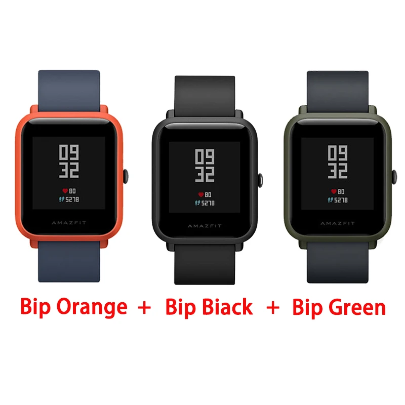 Смарт-часы Amazfit bip с английским/испанским/русским мультиязычным спортом, глобальная версия фитнес-часов - Цвет: O add B add G