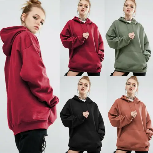 

Fashion Girl's Women Ladies Stylish Solid Color Long Sleeve Pocket Decor Casual Baggy Jumper Sweater Hoodies Pullover Loose Tops