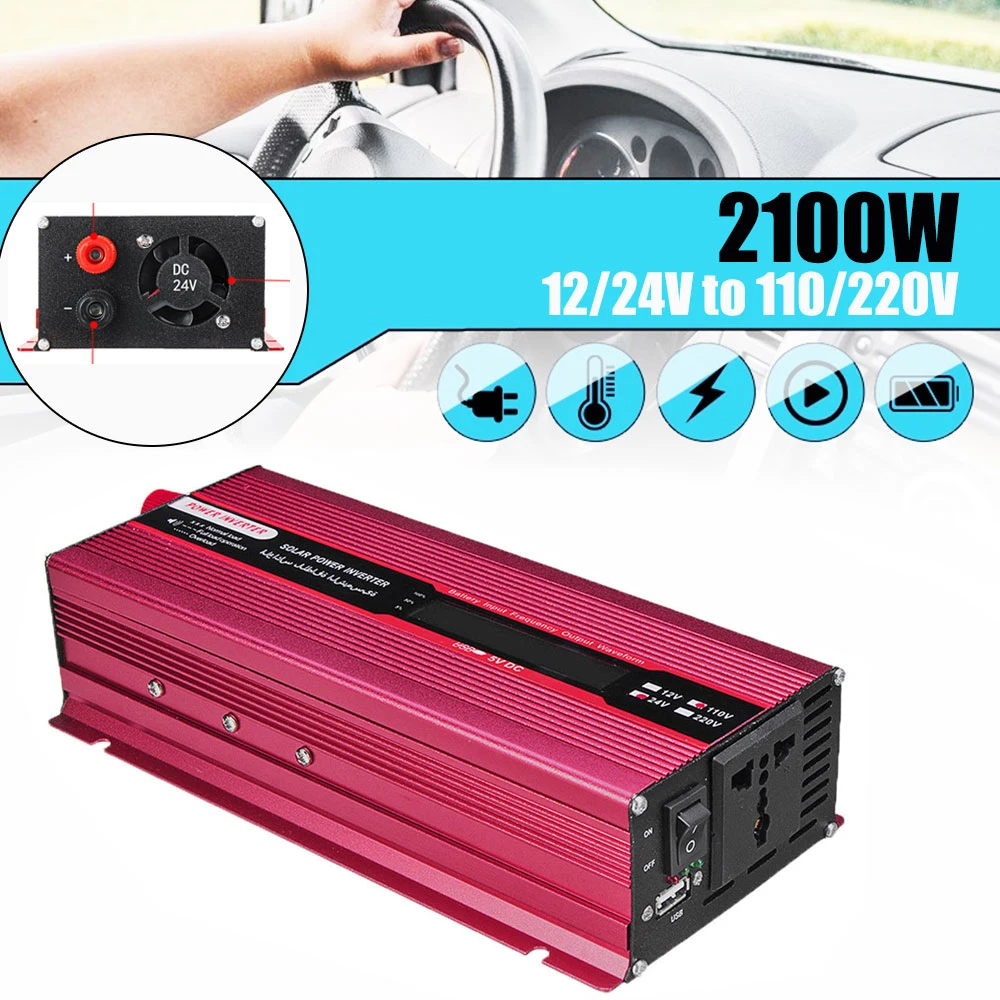 DC12V/24 В к AC110V/220 В автомобильный инвертор, автомобильный инвертор, уличный высокоэффективный солнечный инвертор для зарядного устройства