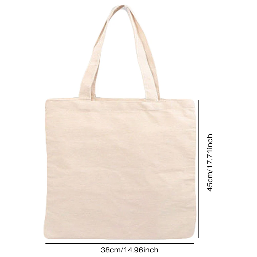 Beige Canvas Shopping Bags Eco Reusable Foldable Shoulder Bag Large Handbag Fabric Cotton Tote Bag For Women Shopping Bags