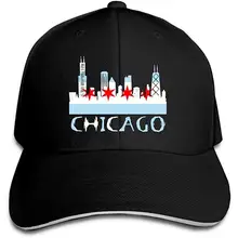 Мужская Женская бейсбольная кепка Chicago City Skyline Регулируемая простая бейсболка