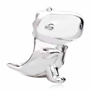 

New 925 Sterling Silver Animal Bead Charm Cute Smooth DINO THE DINOSAUR Beads Fit Pandora Bracelet Bangle Diy Jewelry