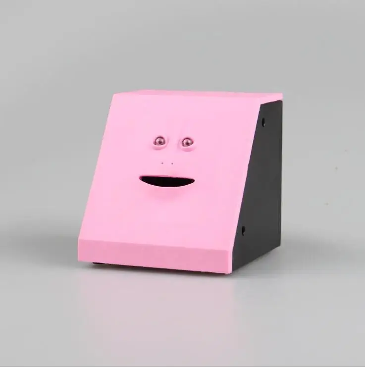 pink A Милый датчик экономии монет, денег, лицевая банка, жуткая монета, пожирающая лицо, банка, голодная обезьяна, кирпичное лицо, копилка, новинка для детей, подарки - Цвет: pink A