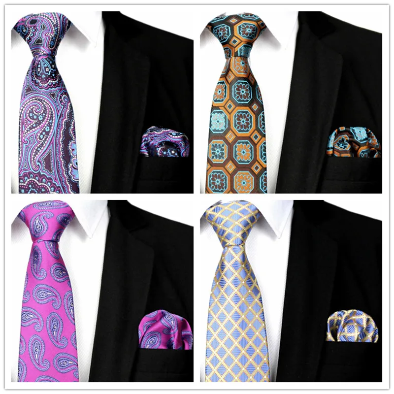 T158-177 шелковый галстук 8 см цветочный цветы мужские галстуки Pocket Square Set для мужские свадебные Бизнес костюмы Мода платок