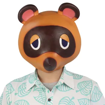 

Animal Crossing Tom Nook Mask Cosplay Cute Leopard Cat Latex Masks Helmet Halloween Carnival Masquerade Party Costume Props