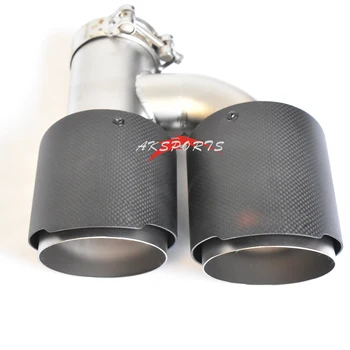 

1PC H Style Matt Carbon Stainless Steel Universal Dual Left Side Exhaust Pipe Sandblast End Muffler Tip For Civic With Logo