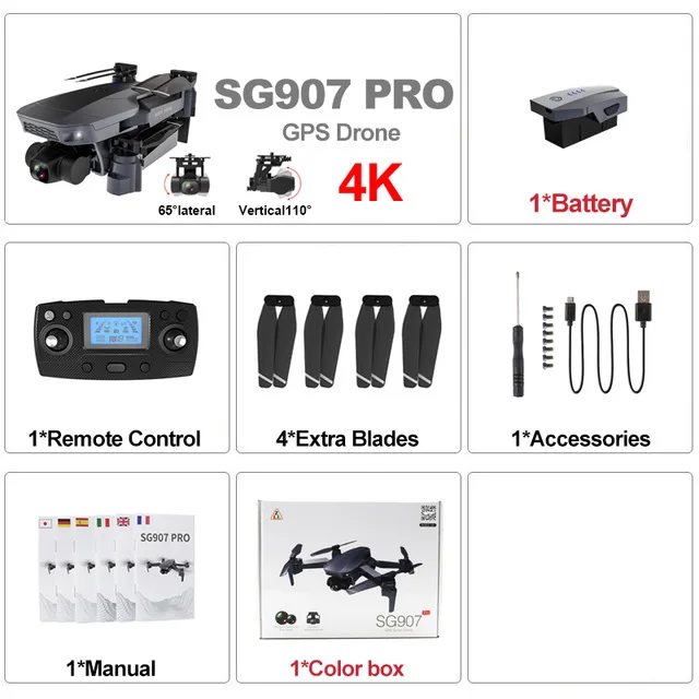 LAUMOX SG907 GPS Drone with 4K HD Adjustment Camera Wide Angle 5G WIFI FPV RC Quadcopter Professional Foldable Drones E520S E58