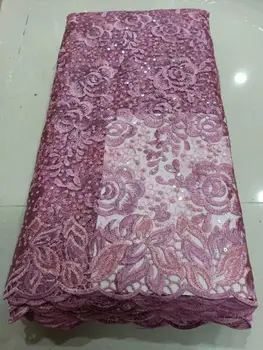 

African Wine Organza Sequins Lace Fabric 2020 Hot Sale Nigerian Wedding Dress High Quality Organza French Net Mesh Lace