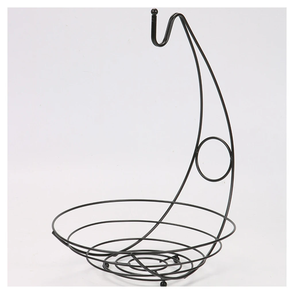Fruit Bowl Basket Stand Apple Orange Fruit Basket Bowl with Banana Tree Hanger Dining Table Kitchen Counter Organizer