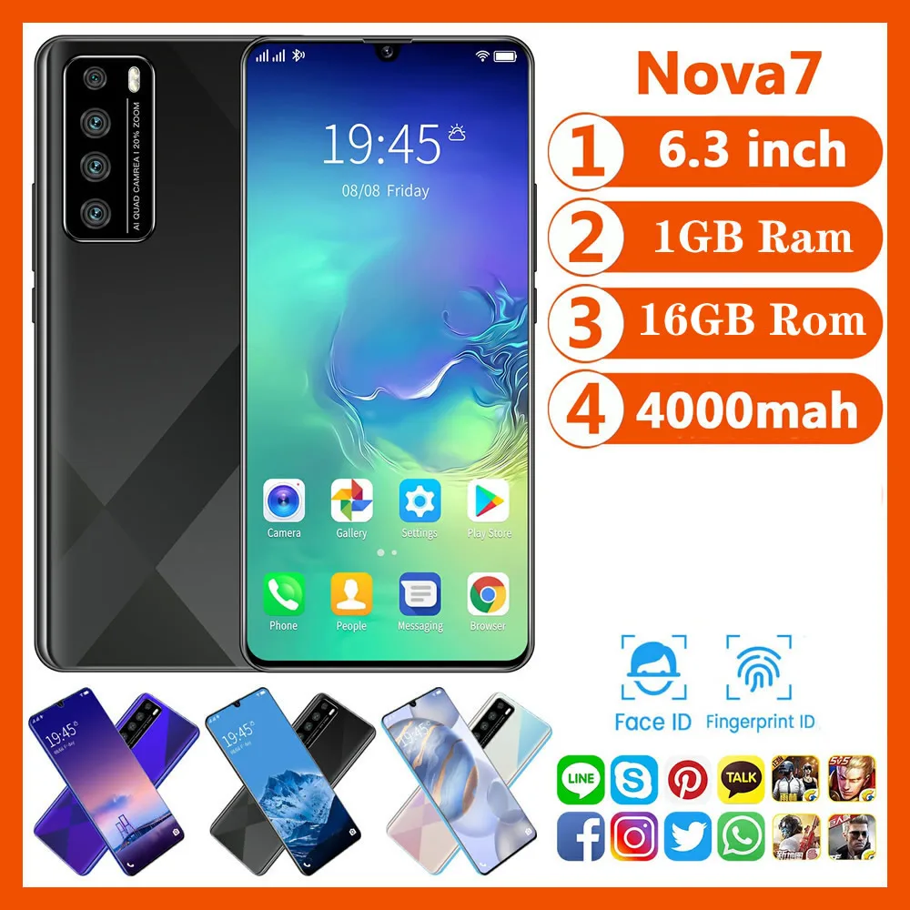 Cheapest Smart Phone CECTDIGI Nova 7 Android 6.0 1GB RAM 16GB ROM 6.3 Inch Big Screen Smartphone Unlocked Dual Sim Mobile Phone