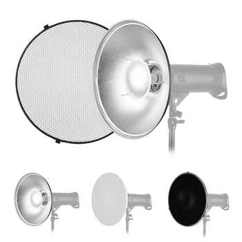 

Photography 16" Beauty Dish Studio Reflector Diffuser w/ Honeycomb Soft Cloth for Bowens Mount Speedlite Strobe Light 2 Options