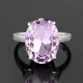 

Ring Silver 925 For Women Cute Sweet Pink Crystal Ring Oval Prong Setting Gemstone Shiny Trendy Luxury Jewelry Party Accessories