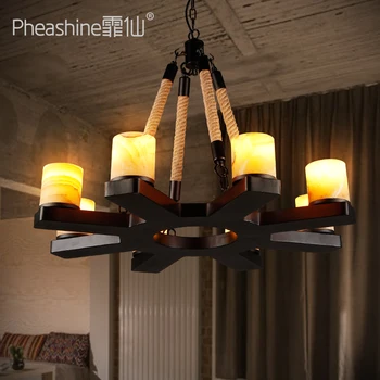 

Loft industrial living room restaurant cloud stone lampshade iron lamp American retro bar chandelie