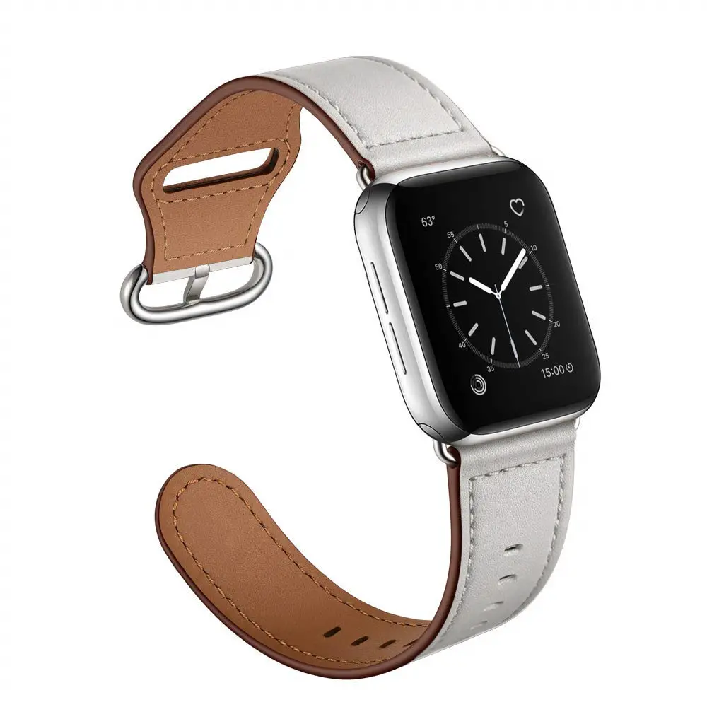 gray A Кожаный ремешок для Apple watch 44 мм 40 мм iWatch 42 мм 38 мм браслет для часов из натуральной кожи Apple watch 5 4 3 2 1 - Цвет ремешка: gray A