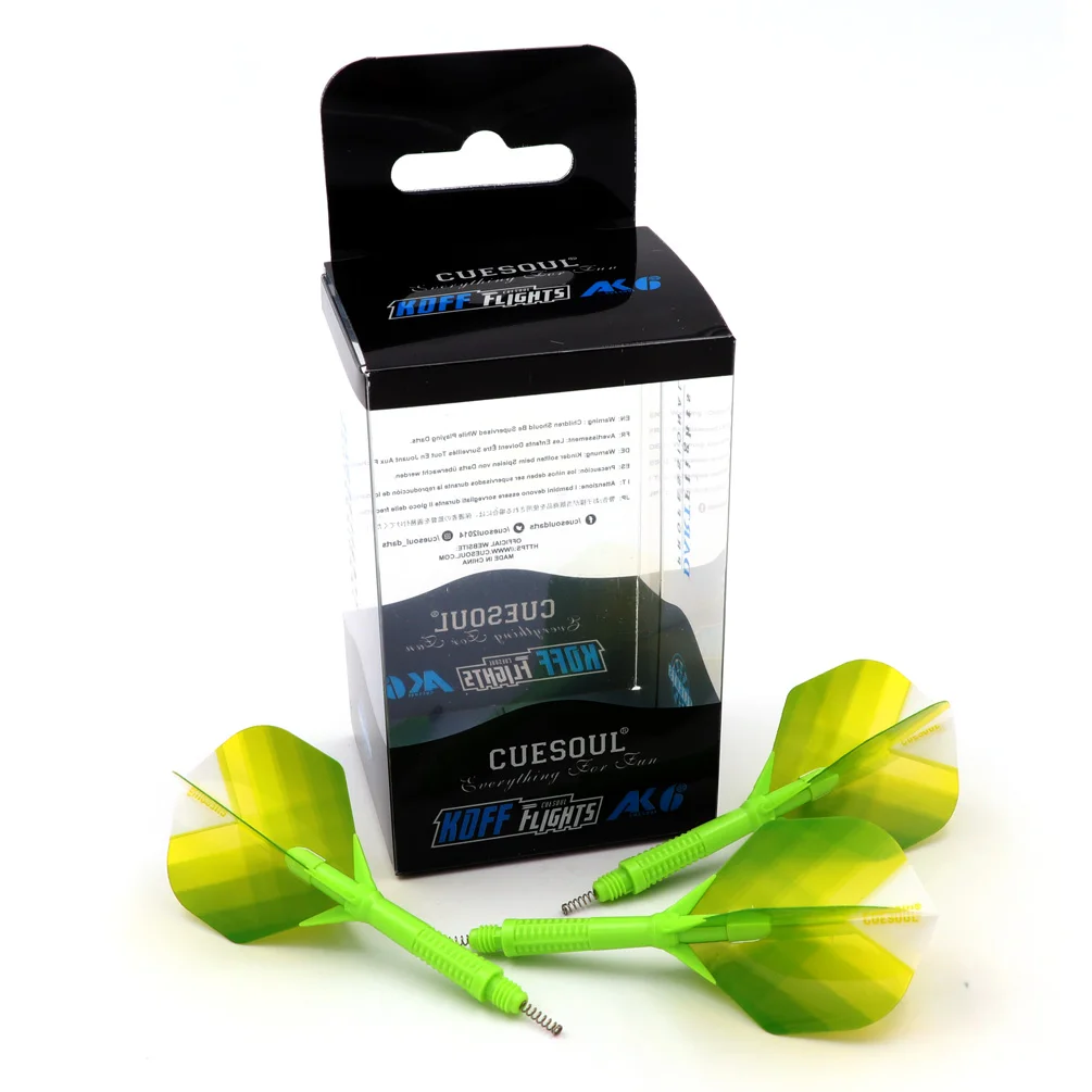 CUESOUL AK6 Dart Shaft with Foldable Flights Green Standard Shape-15mm/18.8mm/24.8mm /29.5mm/33.3mm
