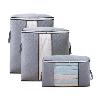 

3Pcs/Set Non-Woven Clothes Organizer Family Save Space Home Storage Box Bed Under Closet Clothes Divider Quilt Bag Holder