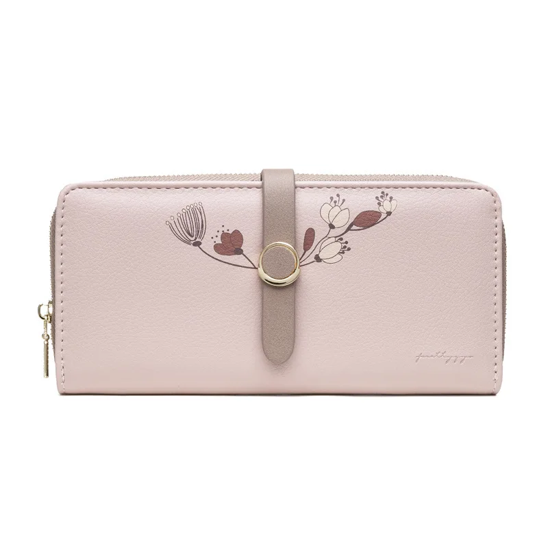 MIXY кожаный женский кошелек с застежкой на молнии кошельки кожаный клатч для сотового телефона Роскошные кошельки с дизайном «цветок» женский длинный женский бумажник с отделениями для карт Новинка - Цвет: Pink