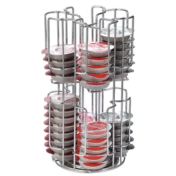 

64cups Simple Style Rotating Capsule Coffee Coffee Pod Holder Metal Display Capsule Rack Tower Stand Storage Shelves