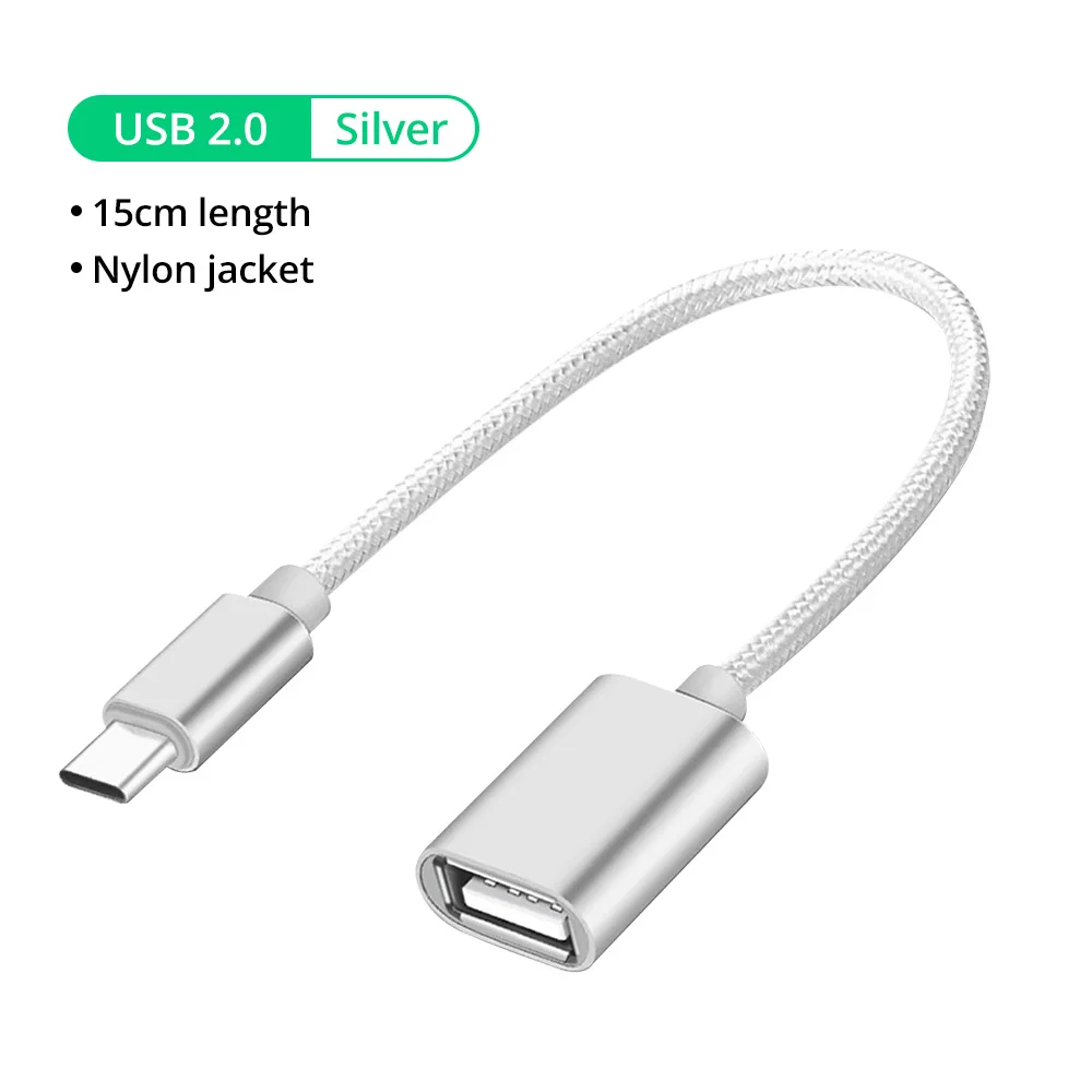 Silver OTC Cable ANMONE type C-USB 2,0 OTG адаптер для зарядки type-C кабель конвертер мышь геймпад планшетный ПК Тип C OTG USB кабель - Цвет: Silver OTC Cable