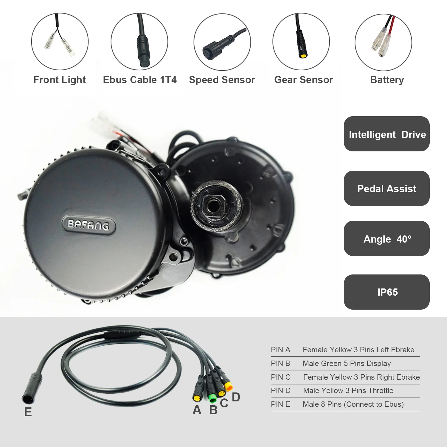 Cheap BOLLFIT Bafang BBS01 36V250W Mid Crank Drive Motor Kits 850C C965 SW102 Display Optional Geared Motor Kit Eletric Bicycle Kit 2