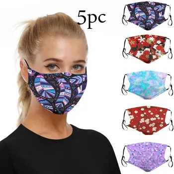 

5pc Mouth Ma/sks Dustproof Protection Face M/ask Washable Earloop Maska Respirator Masque Mascarillas Activated Carbon Filters
