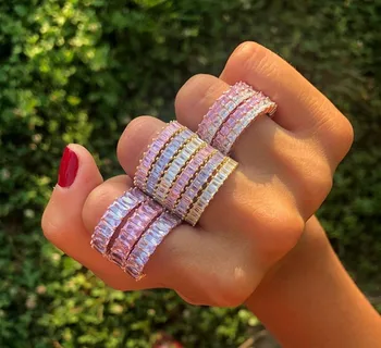 

Hot Personality Eleven Color T Shape Colorful Stone Rings for Women High Quality Man Rings Fashion Jewelry Accessories CRL1173