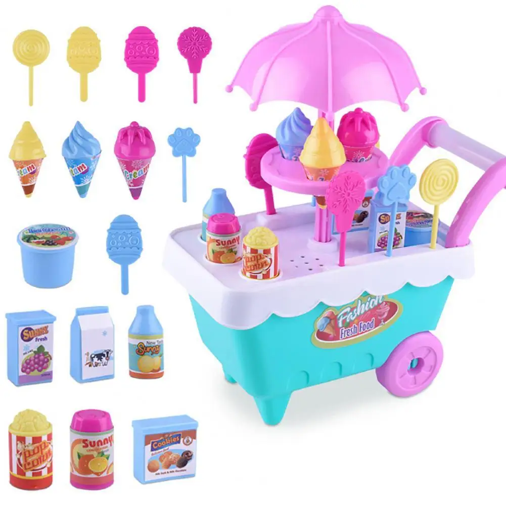Lovely Simulation Candy Lollipop Ice Cream Plastic Trolley Children Girls Toy Supermarket Play Cart Gifts |