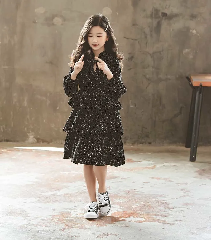 New 2019 Teen Kids Autumn Dress Black Winter Girls Dresses Fashion Children Baby Princess Dress Mother And Daughter Clothing (11)