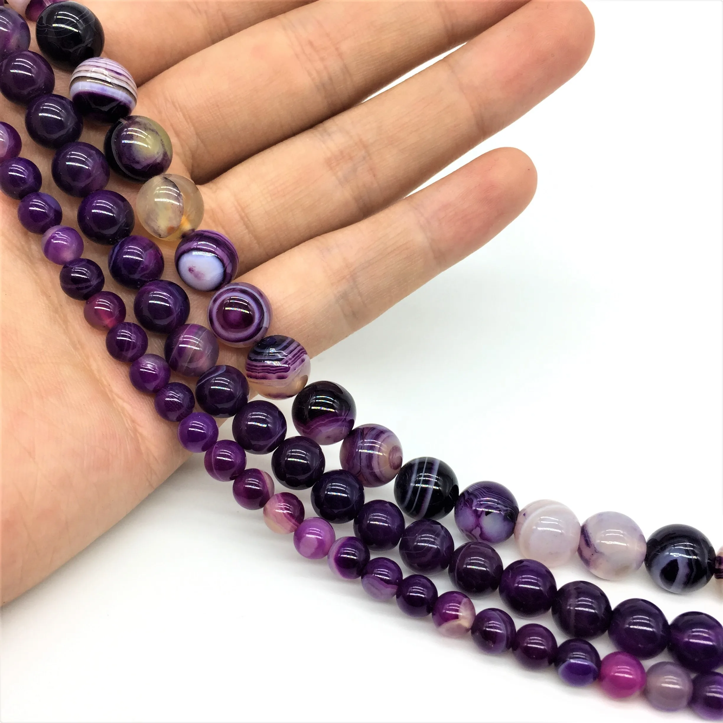 Purple Из натурального агата 6/8/10/12/14 мм свободные бусины, разные цвета на выбор для производства DIY браслет ожерелье ювелирные изделия - Цвет: Purple