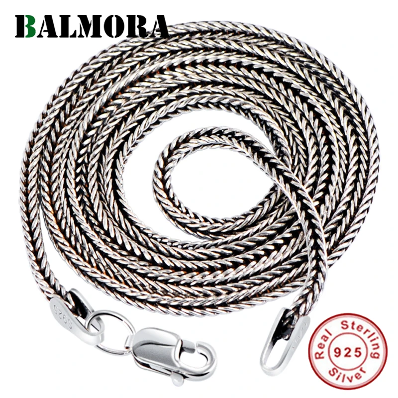 BALMORA Настоящее серебро 925 проба простые цепи Чокеры ожерелья для женщин и мужчин для подвесных аксессуаров винтажные модные украшения - изображение