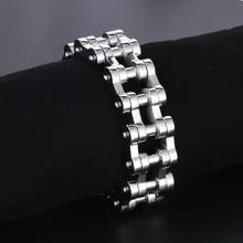Мужской Панк Серебряный цветной велосипедный мотоцикл звено цепи браслет толстый большой нержавеющая сталь манжета браслет браслеты ювелирные изделия