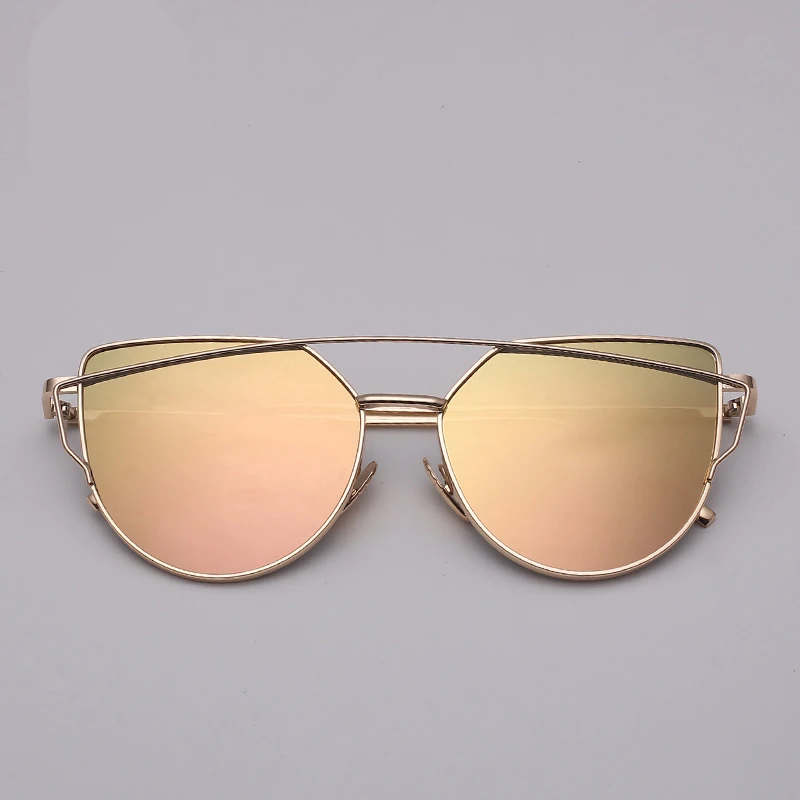 RBROVO 2021 Brand Designer Cat Eye Sunglasses Women Vintage Metal Reflective Glasses For Women Mirror Retro Oculos De Sol Gafas ladies sunglasses Sunglasses
