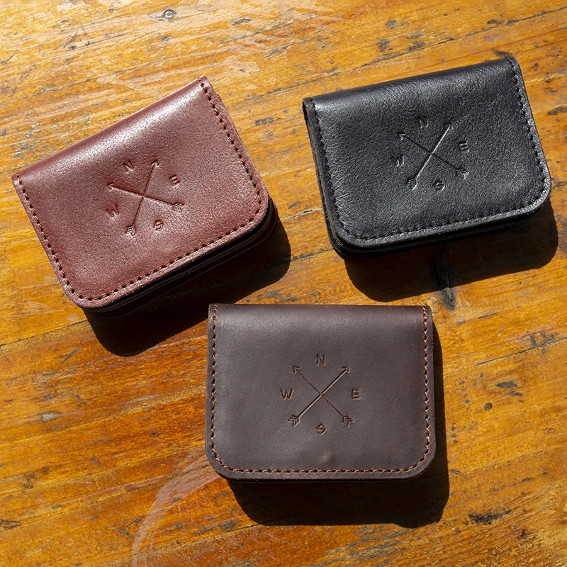 

New Handmade Genuine Leather Business Card Wallet Original Design Men's Vintage Small Wallet Cowhide Multifunctional Card Wallet