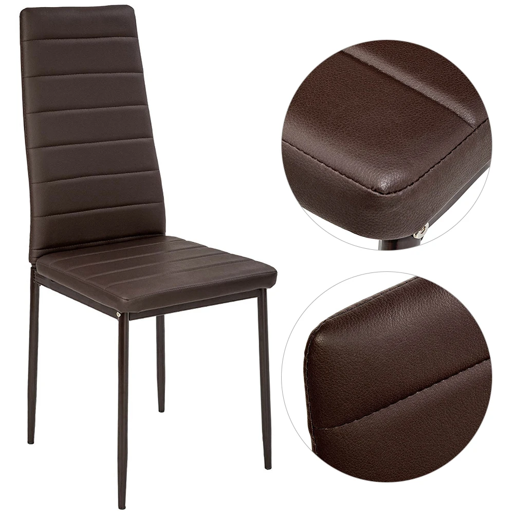 

2PCS Modern Padded Dining Chair Faux Leather Metal Legs Fashion Loft Lounge Stool Living Room Leisure Chair Silla chaise HWC