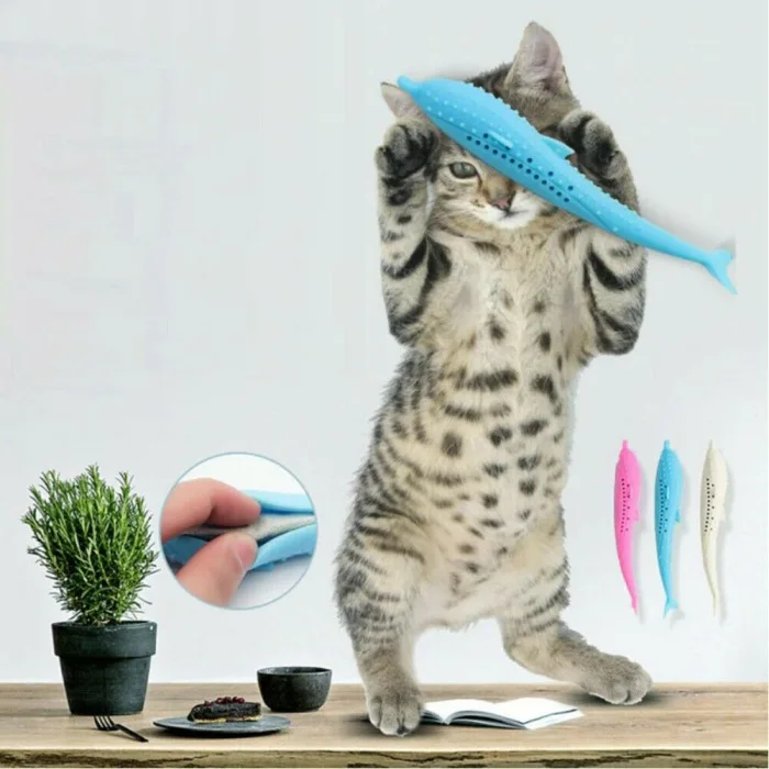 Силиконовые рыбы форма кошка зубная щетка Прорезыватель игрушка с Catnip игрушки для домашних животных дизайн
