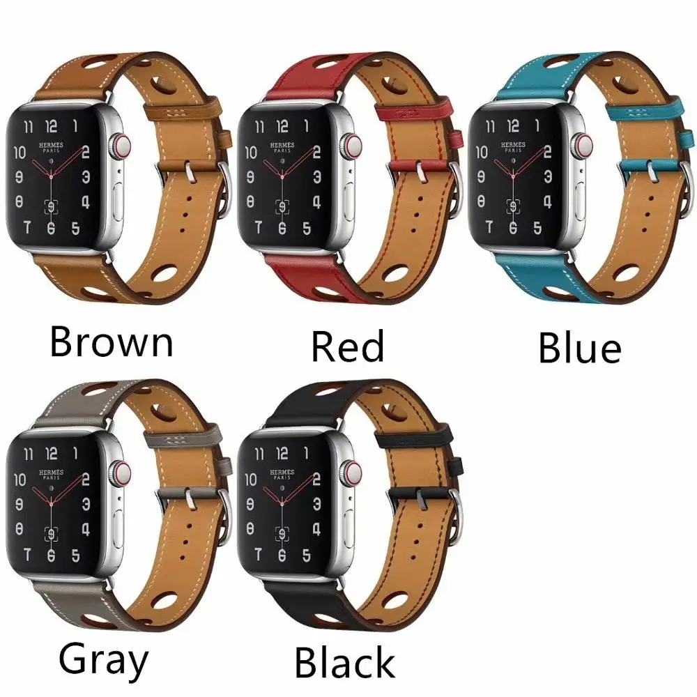 RedKoi Luxury Genuine Leather Watch Band for Apple 5 4 3 2 1 38 40 42 44mm Replacement Blet Wrist Straps iWatch band | Электроника