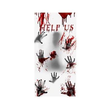 

Table Creepy Accessories Waterproof Haunted House Props DIY Bloody Handprint Scary Large Halloween Door Cover Window Glass
