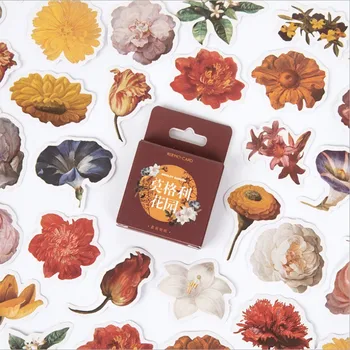 

46pcs/pack Scrapbook Plant Flower Scrapbook DIY handmade special shaped student stickers boxed stickers
