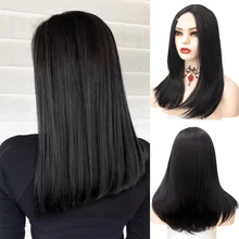 

Synthetic lace front wig Long Straight lace wigs for women 26 inch Wigs Black Heat resistant Cosplay wig cruella