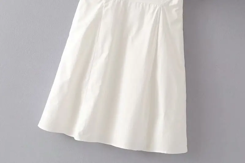 Qz201 новое женское белое платье с v-образным вырезом на пуговицах спереди и коротким рукавом, женские повседневные Мини платья vestidos
