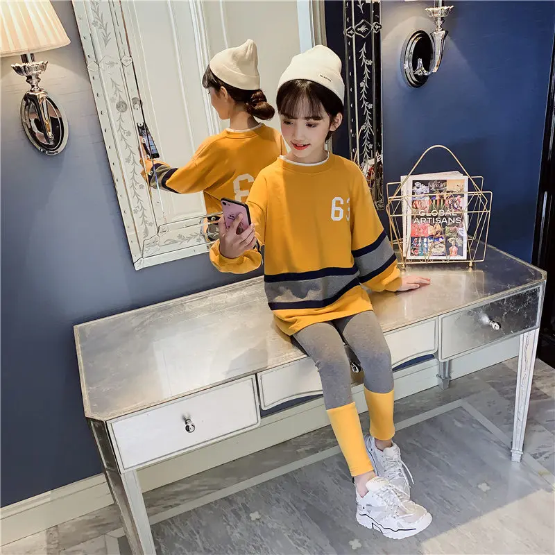 

Fashion Girls Clothes Set Teens Girls Tracksuit Spring 2019 Autumn Long Sleeve 2pcs Children Suits Patchwork Girl Sets 4-13years