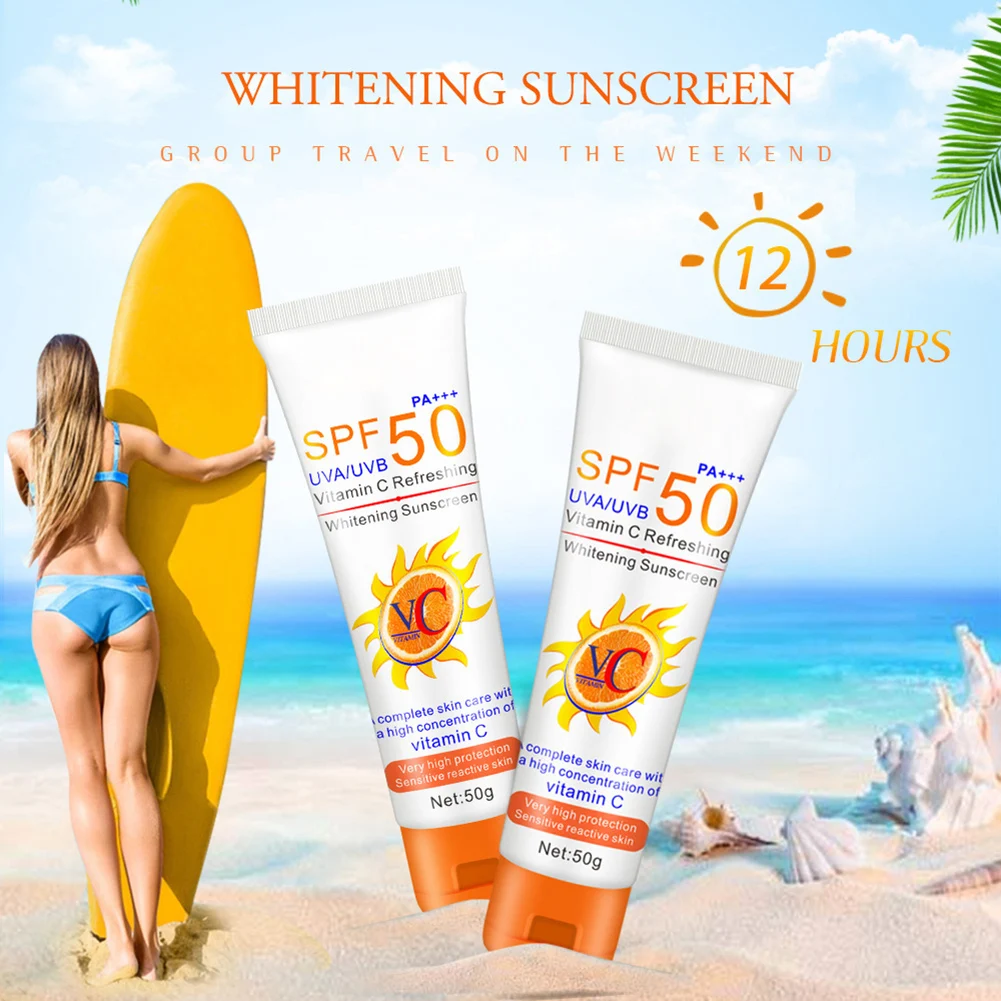 Vitamin C Sunscreen Facial Body Sunblock Waterproof UV Oil-control SPF 50+ Sun Screen Body Cream Korean Sunscreen Cream
